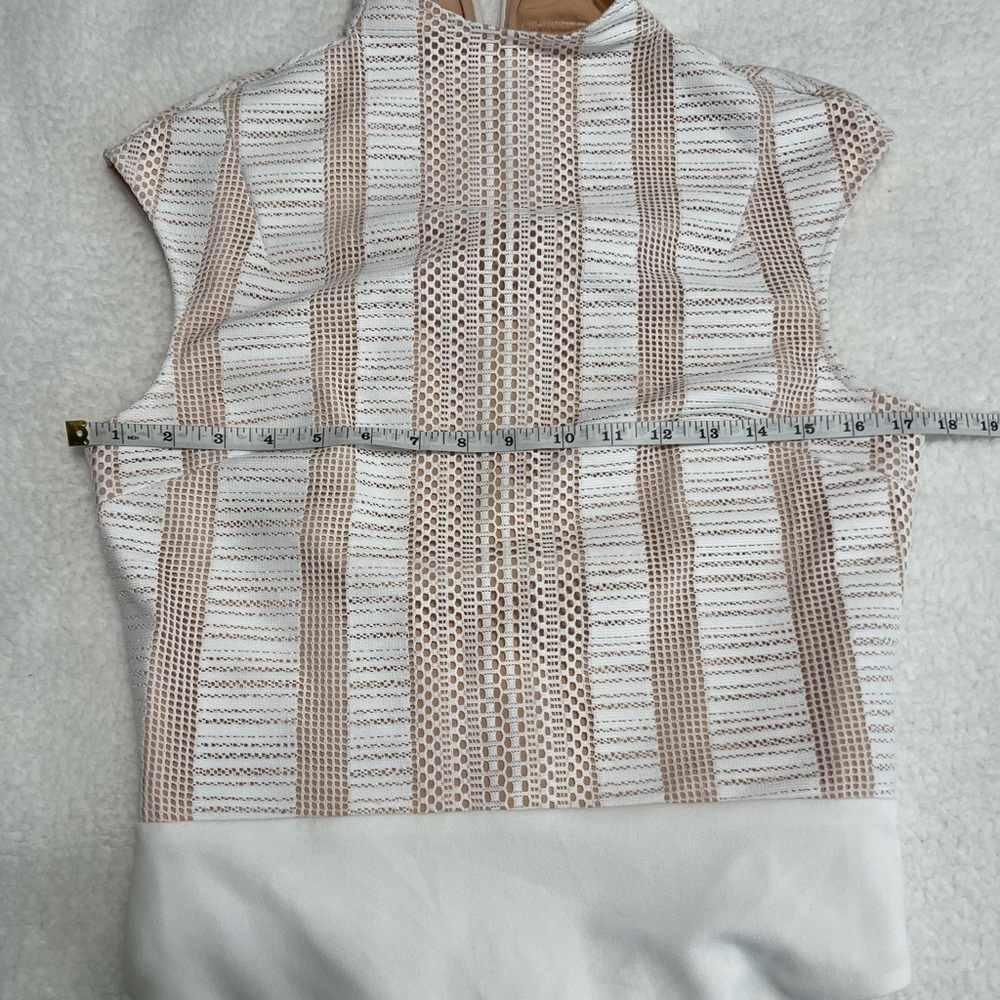 Misha Collection Giulia Lace Mesh Bodysuit White High Neck Size Large - Picture 16 of 16